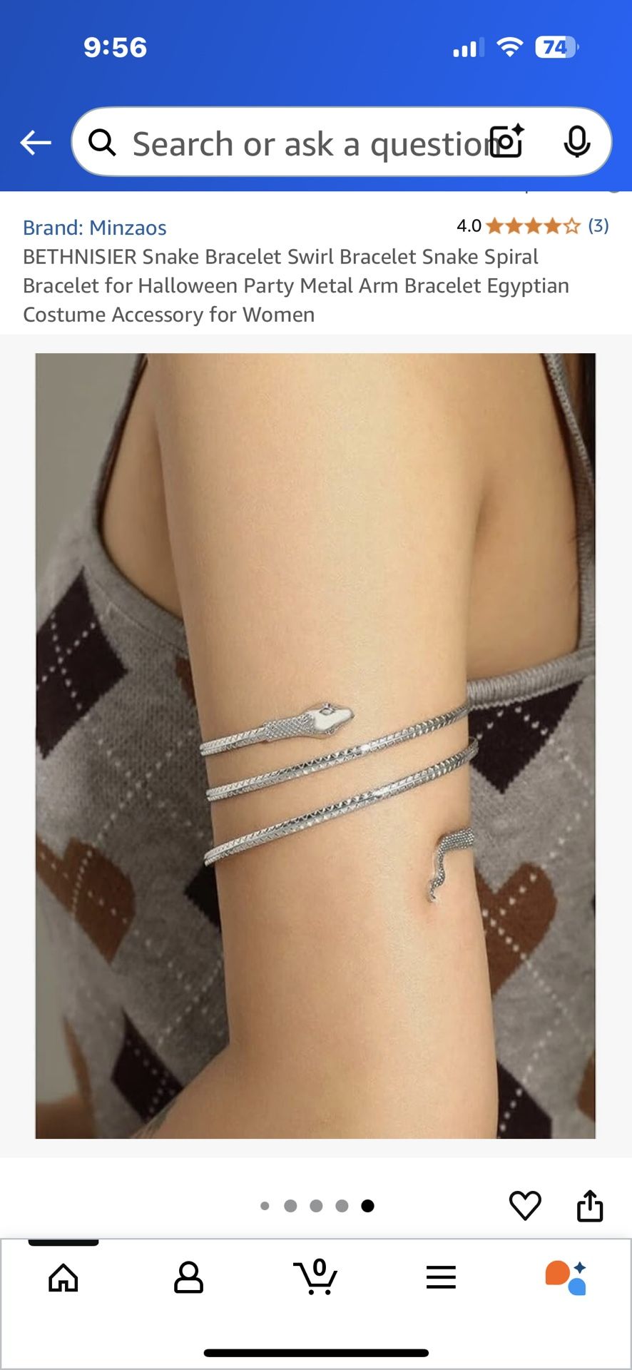 New Silver Tone Snake Arm Cuff