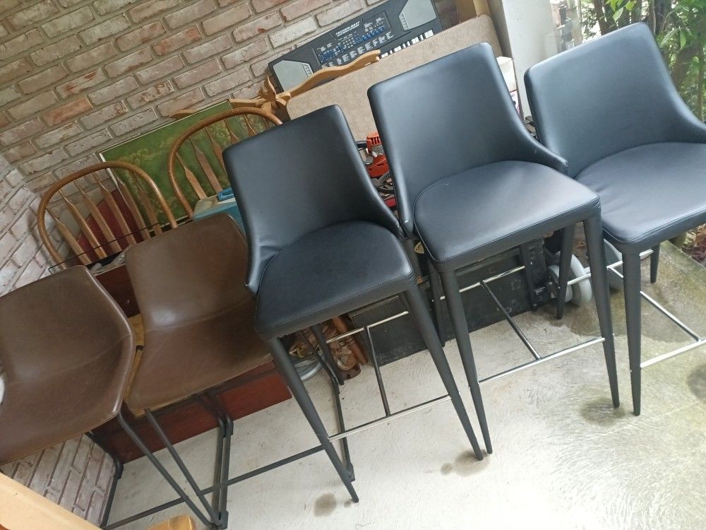 Leather Stool Pairs /Trios