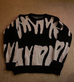 Oversized black and white knit sweater grunge Y2K