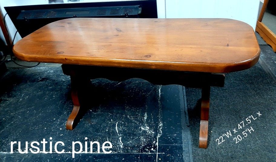 Vintage Round Edged Solid Pine Coffee Table / Rustic Pine Coffee Table / Quality Furniture 