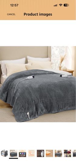 Bedsure Heated Blanket King Size, Dual Control Electric Blanket, Grey Preheat Function,6 Heat/6 Timer Settings, 8H Auto Shut-Off, ETL/FCC, Soft Flanne
