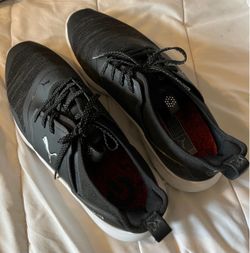 PUMA IGNITE Fasten Spikeless Golf Shoes Hybrid Grip Black/White/Red US 11.5