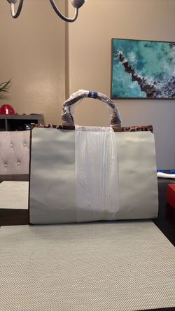 Large Tote Bag with Leopard Print Trim