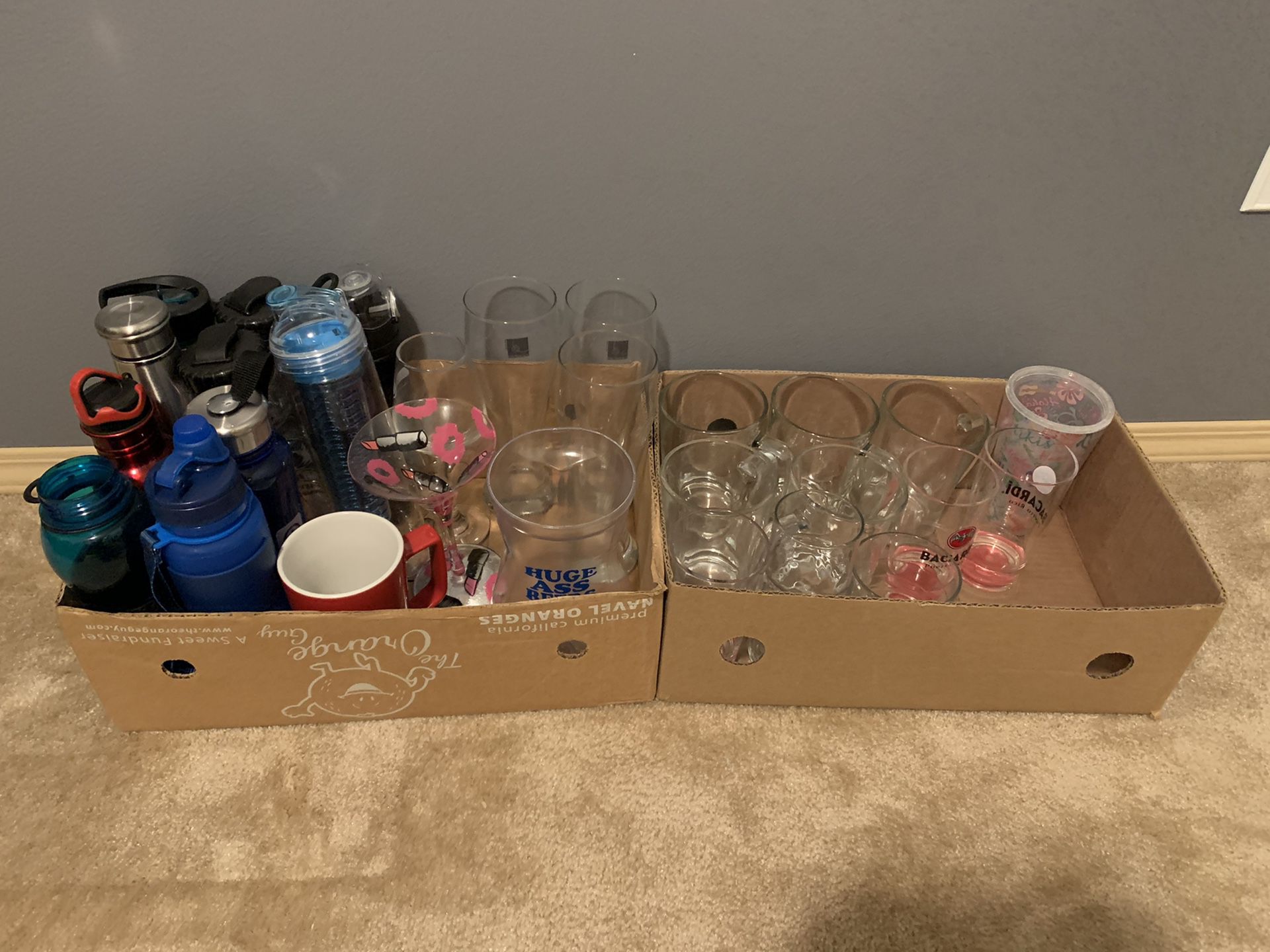 FREE!! A bunch of bottles and glasses!!
