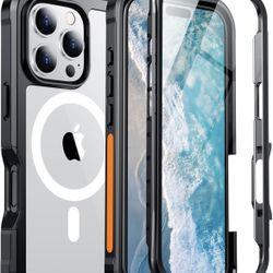 iPhone 16 Pro Case,[Built-in 9H Tempered Glass Screen Protector][Compatible with Magsafe][360 Full Body] [Heavy Duty Protection] Phone Case for iPhone