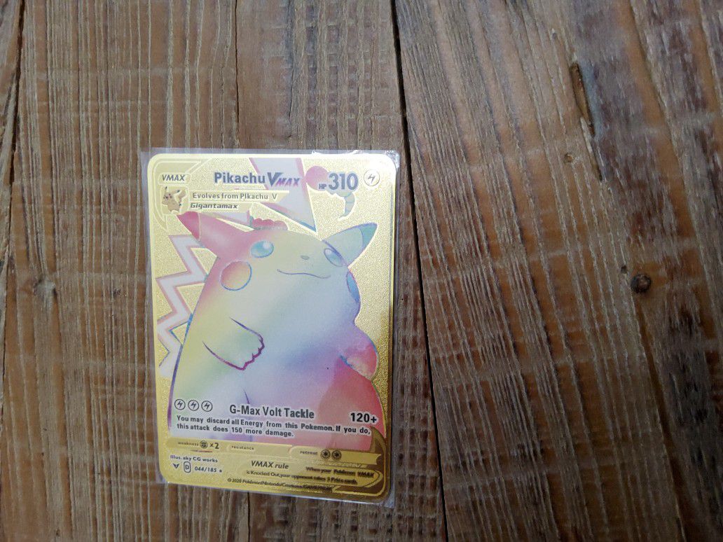 Pikachu Pokemon VMax Rainbow Gold Plated Card