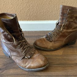 Justin Brown Leather Lace Up Cowboy Boots Mens 9EE Style 0545 USA