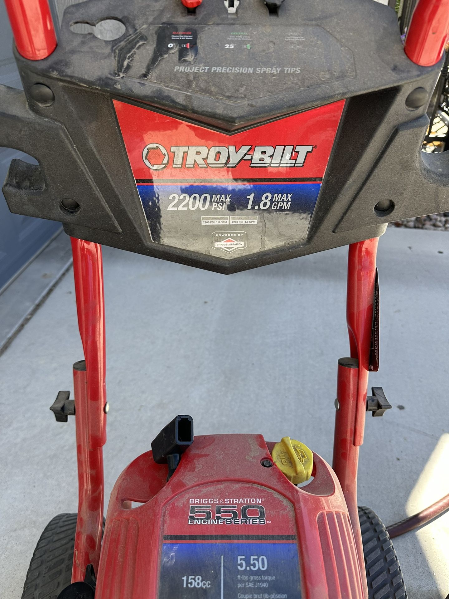 Pressure Washer Troy Bilt 2200 Psi—1.8 Max GPM