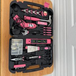 135 Piece Household Tool Kit Pink with Pivoting Dual-Angle 3.6 Volt Lithium-Ion Cordless Screwdriver - DT0773N1