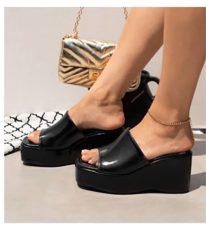 Black Wedge Sandals