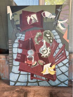 Large Original Abstract Still Life Cubist-Style Painting