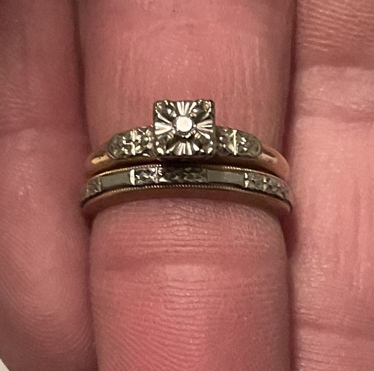 Elegant Vintage Wedding Ring Set 14k Gold