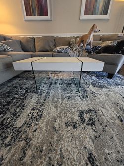 Modern White Coffee Table with Glass Legs