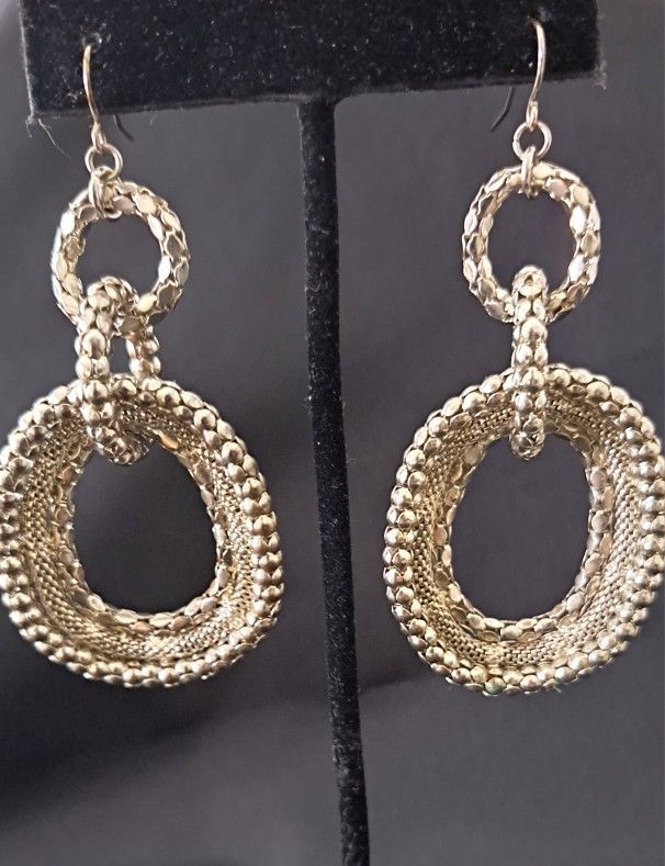 Vintage Silver Tone Chain Loop Earrings