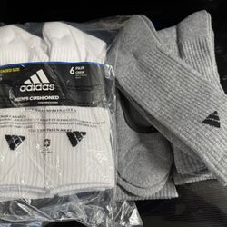 Men’s  Adidas “Extended Size” Cushion Crew Socks