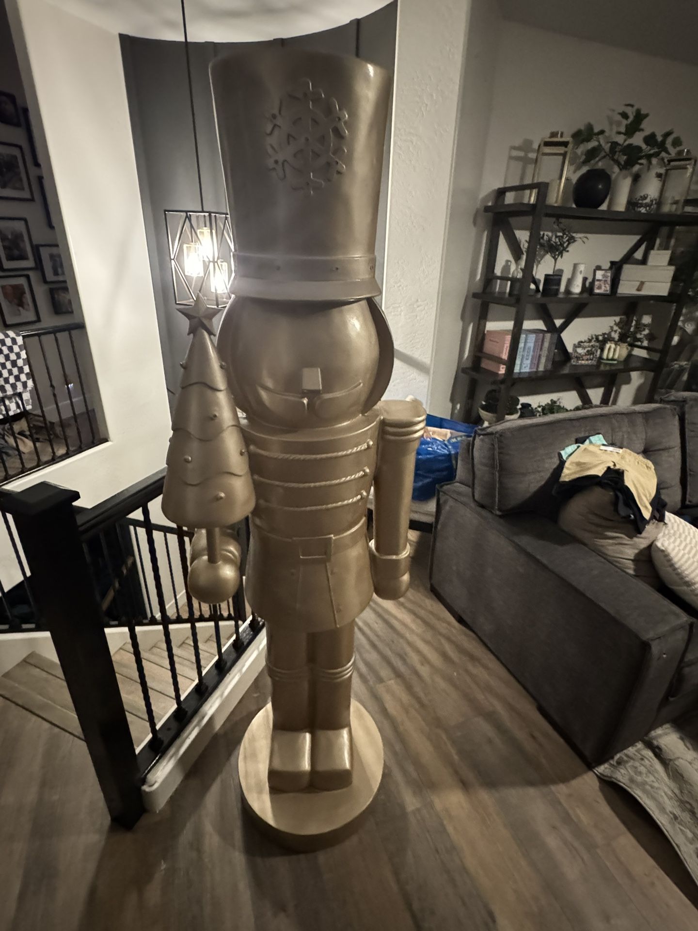 6 Ft Gold Nut Craker with LED Lights