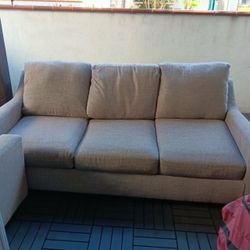 Gray Fabric 3-Seat Sofa and loveseat