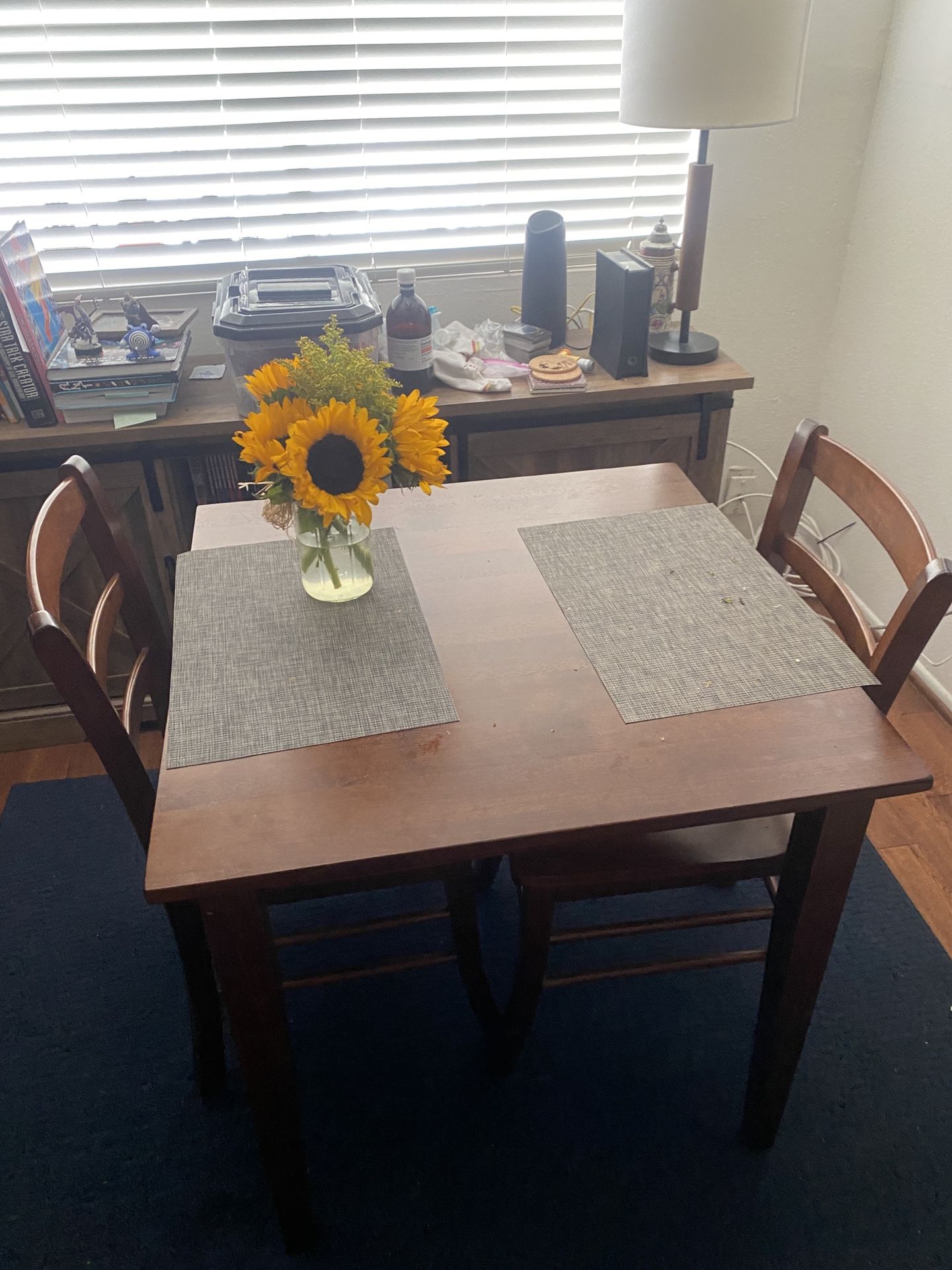 Dining Room Table, Chairs, And Rug