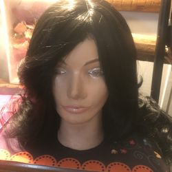 black wig with Brazilian natural waves GOGO / peluca negra con ondas naturales brasileñas 