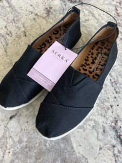 New Serra Ladies Women's Black Memory Foam Canvas Slip Ons Size 7 Serra shoes