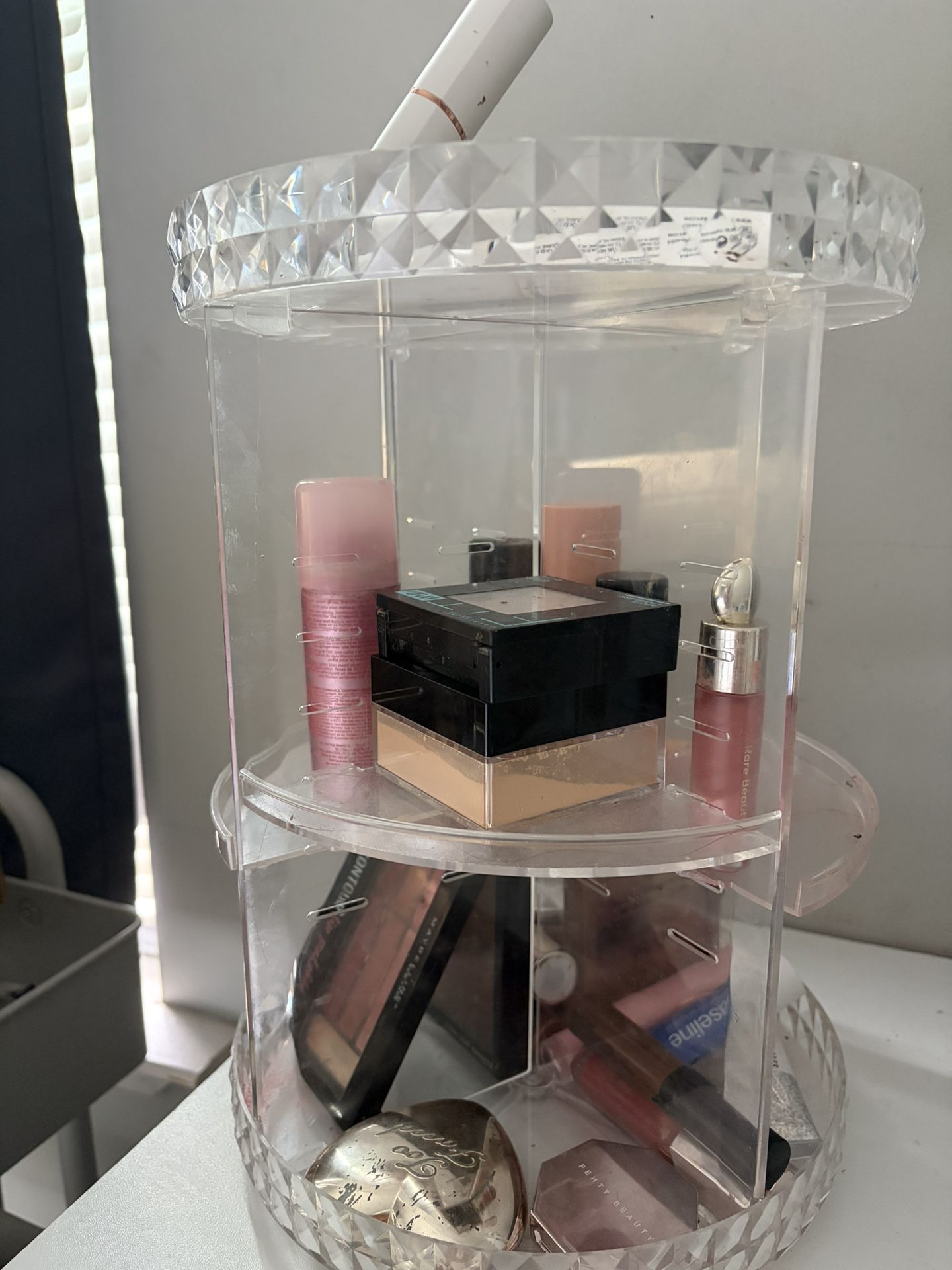 3 tier rotating spinning makeup organizer