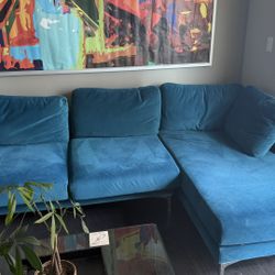 Castlery Adams Chaise Sectional Sofa in Deep Teal Velvet