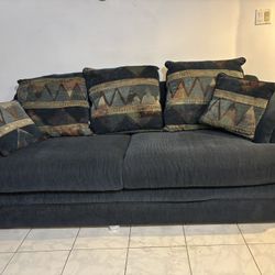 Sofa, Loveseat And Rocking Recliner-Blue