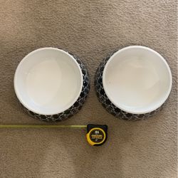 2 Large Designed Dog Bowls