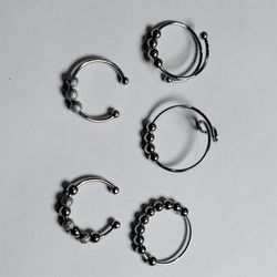5 pcs stainless steel anxiety fidget rings