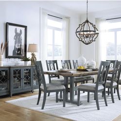 Elegant Solid Wood Dining Table + 8 Chairs – Seats 12! Local Delivery Available.