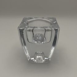 Vintage Scandinavian MCM Crystal Glass Taper Tea Light Reversible 3” Candle Holder