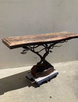 William Switzer Forged Iron Console Table w/ Italian Marble Top