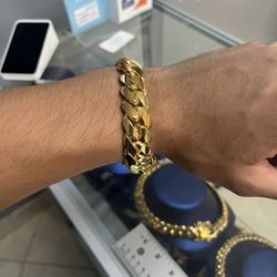 ‼️🌏 HUGE 16MM MIAMI CUBAN LINK BRACELET 8.5” 🏆👑 GOLD OVER SILVER