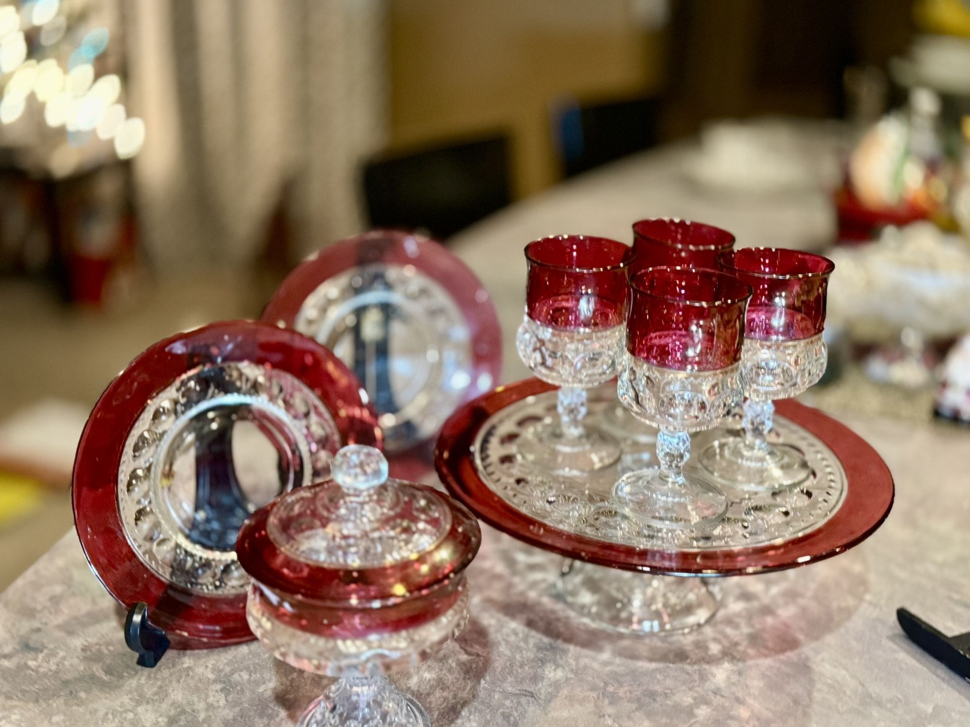 King's Crown Ruby Red Thumbprint Set