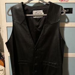 Vintage Lauriat Feathers Leather Vest – Western Biker Cowboy Style – Made in USA