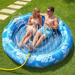 NEW - Round Pool Inflatable Tanning Pool Lounger Float with Sprinkler XLarge