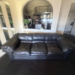Black Leather Couch and Recliner