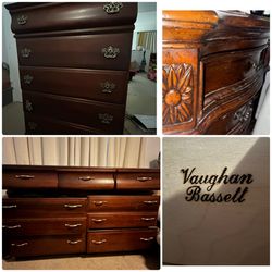 MOVING Lot! Vaughan Bassett Dresser 60" + Tall Chest Drawers + Big Solid Nightstand + Desk 