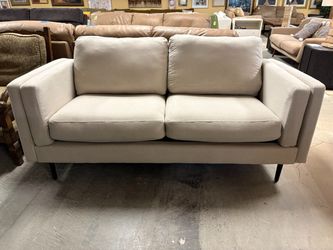 Cream Fabric MCM Style Sofa