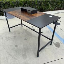 New In Box 56 Inch Office Computer Writing Desk With Monitor Stand Shelf Furniture 