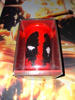 MARVEL DEADPOOL CERAMIC TRAVEL MUG...NEW INSIDE BOX UNUSED...ADULT OWNED AND KEPT IN A SMOKE FREE HOME...$25 OBO...