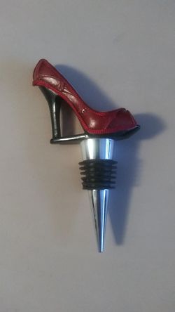 Red high heels wine bottle cork screw