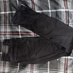 Black Zip up Stacked Jeans