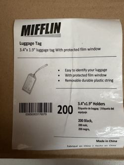 MIFFLIN Luggage Tag Holders 8 Pack - Rigid Plastic ID Tags 3.4 x 1.9 with Loop Straps