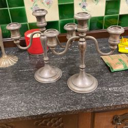 Silver candleholders