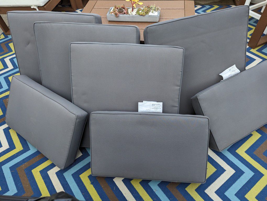Outdoor Sectional and Chair Cushions | Gray  | CUSHION SET ONLY | No Wear, Rips, Or Snags!