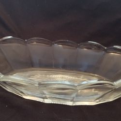 Vintage Clear Oval Relish Dish With Scalloped Edges 