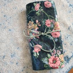 Vintage Galante Travel Toiletry Bag Jewelry Pink Floral Pouch