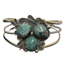 SS925 Genuine Turquoise Cuff