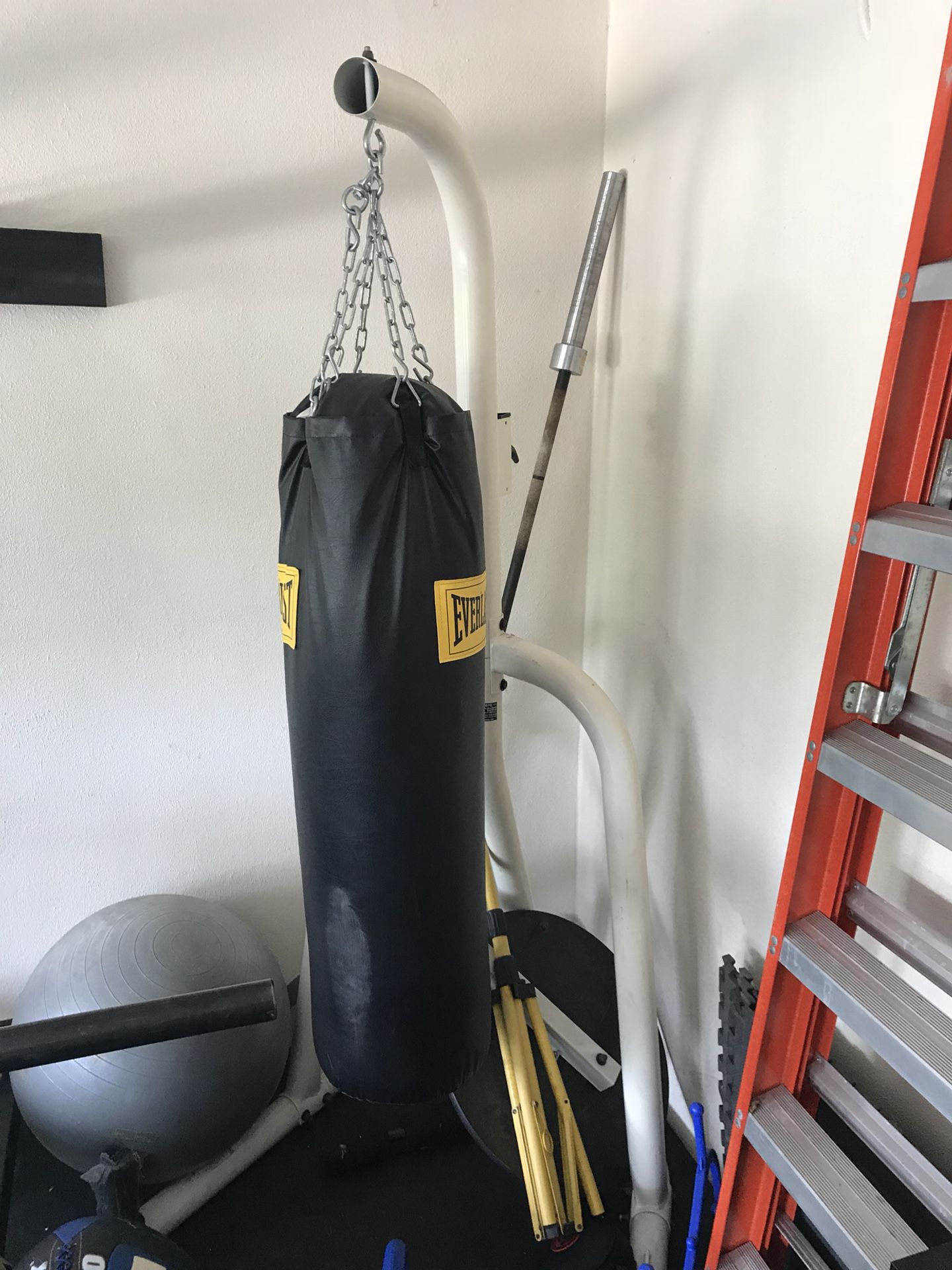 100lb Everlast bag with stand and speed bag attachment. Barely used....$135